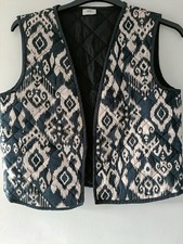 JDY Ladies Lightweight Gilet/waistcoat Black and Cream.100% Cotton. Size M. VGC.