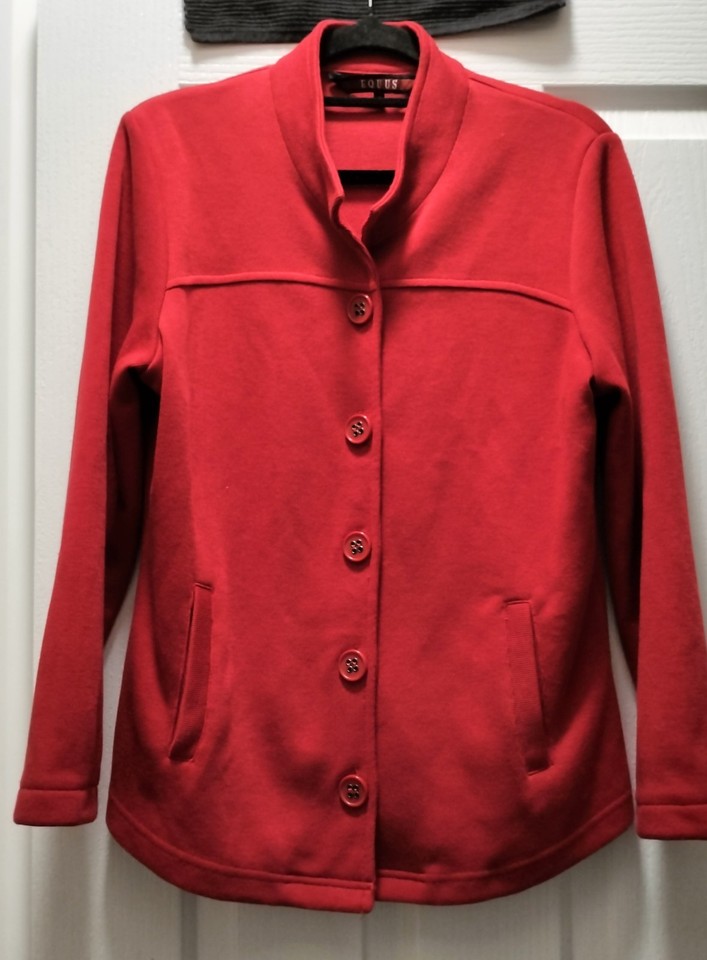 Women's Size 8 Equus Cardigan Red Long Sleeve Button Through Warm Winter 