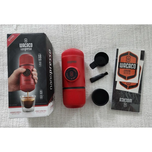 WACACO Nanopresso Portable Espresso Maker – Red, Manual 18 Bar Pressure