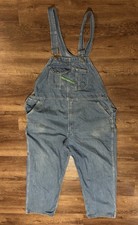 Vintage 80's Key Imperial Blue Jean OVERALLS Farmer Worker Chore DENIM BIB 44x30