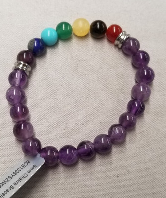 Amethyst 7 Chakra 8mm beaded bracelet 7''