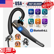 Bluetooth 6.1 Trucker Wireless Headset Earpiece Dual Mic Earbud Noise Cancelling