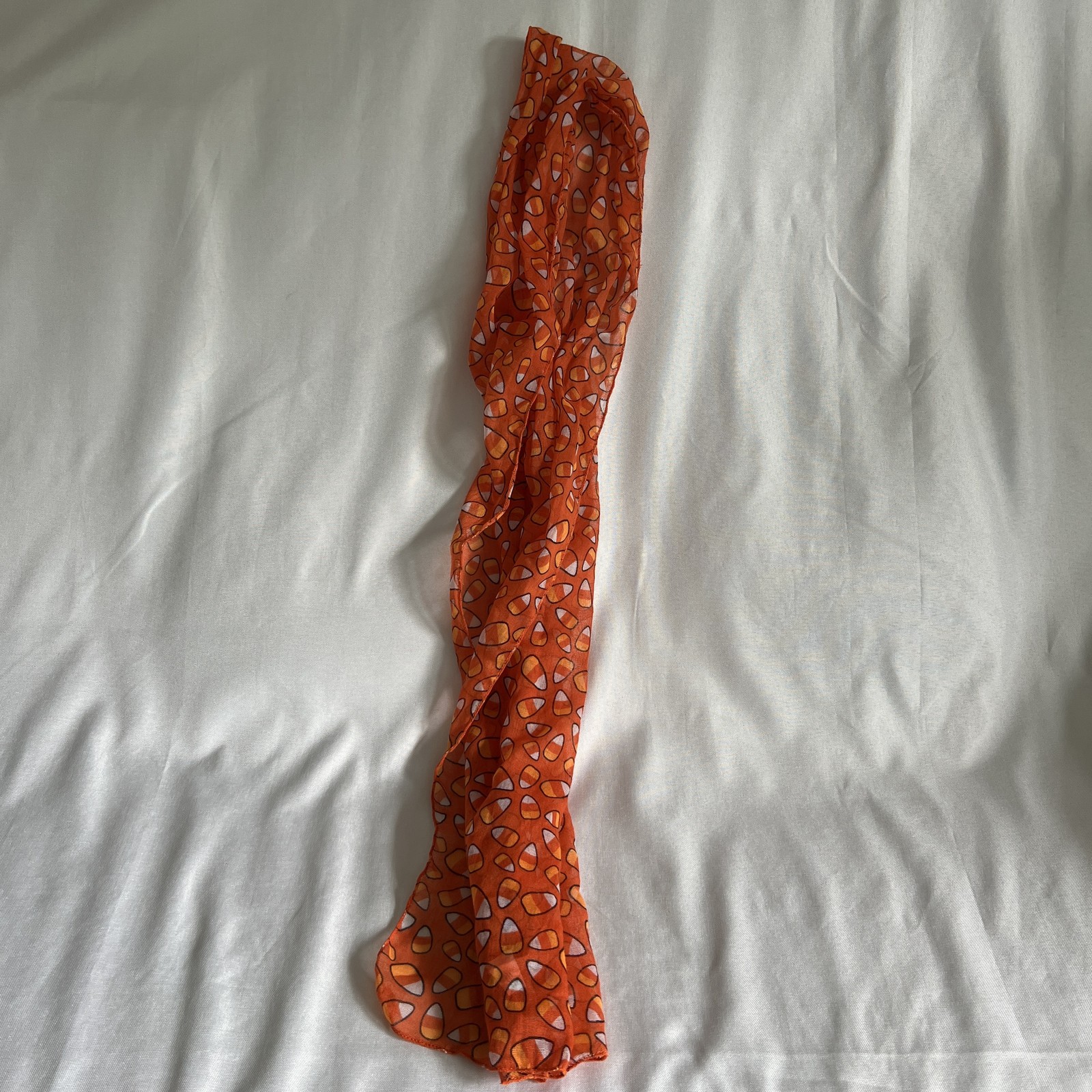 Scarf Orange Candy Corn Pattern Sheer Festive Hal… - image 1