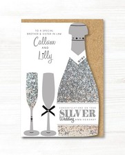 Large Personalised Handmade 25th Silver Wedding Anniversary Card Sister Friends