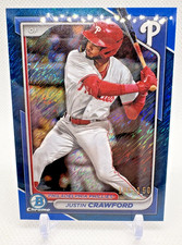 Justin Crawford 2024 Bowman Chrome Prospects Blue Shimmer #105/150 #BCP-17