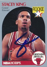 1990-91 NBA Hoops Stacey King Signed Rookie Card #66 Autographed Chicago Bulls