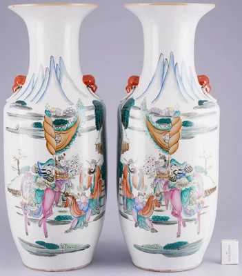 China 2 Qianjiang-Cai Vasen rote Guangxu 6-Zeichen Bodenmarke 58 cm