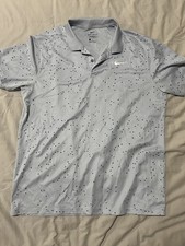 Nike Dri-Fit 100 Polyester Purple Triangle Pattern Polo Golf Shirt Men's Large