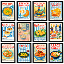 Food Poster A3 A4 A5 Tasty Wall Art Print with Delicious Meals and Drinks