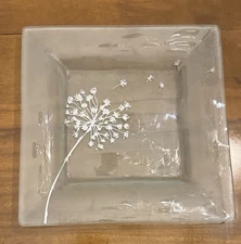 Annie Glass Plate Silver Dandelion Signed Number 12/310 Frosted Satin Glass 9”
