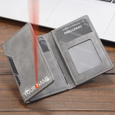 Name Engraving Mini Simple Men Card Wallets New Short Card Bags Brand Male Purse