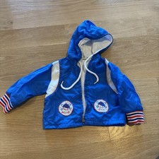 Vtg 80s Tiny Tots Zipup Jacket Baby toddler 6-9 mo baseball blue windbreaker