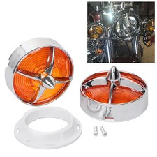3-1/4'' Turn Signal Amber Lens Bezel Trim For Harley Road King Glide FLTR FLTRX