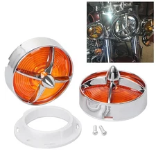 3 1/4'' Turn Signal Light Lens Cover Bezels Trim For Harley Heritage Softail US