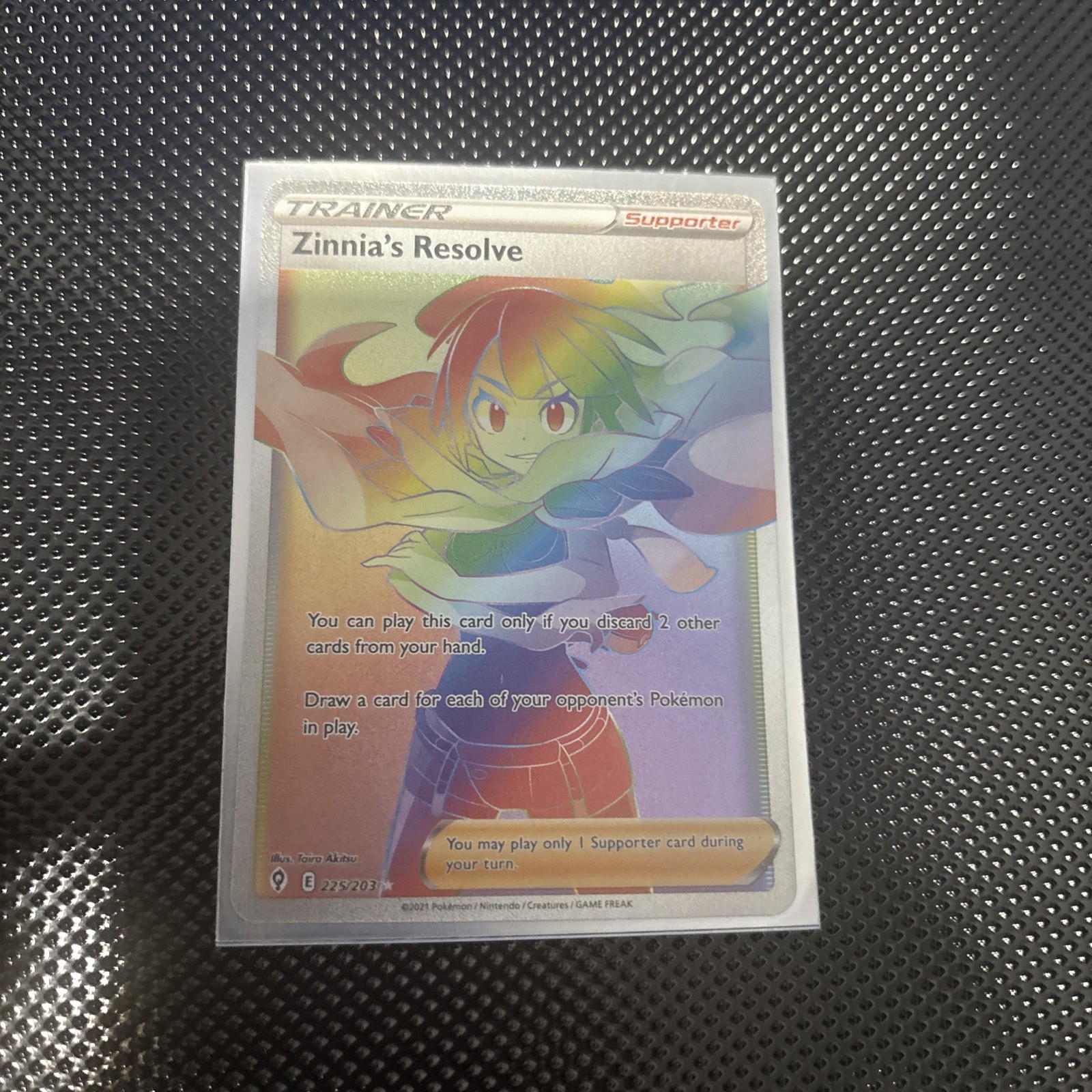 Pokemon Evolving Skies 225/203 Zinnia’s Resolve Rainbow Secret Rare Nm