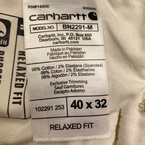 Carhartt Rugged Flex Relaxed Fit Canvas Work Pants Mens 40x32 Khaki Beige - Picture 8 of 13