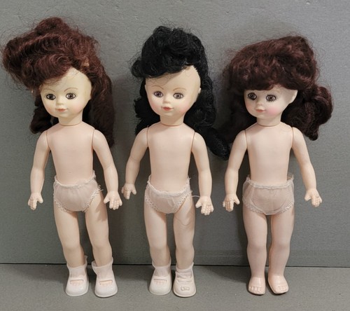 Lot Of 3 Fibre Craft 11" Dolls To Be Dressed 2 Brown &1 Black Hair