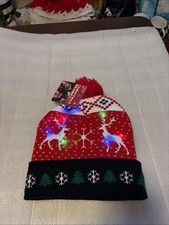 NWT Light Up Christmas Beanie Hat Cap Knit 3 Settings One Size
