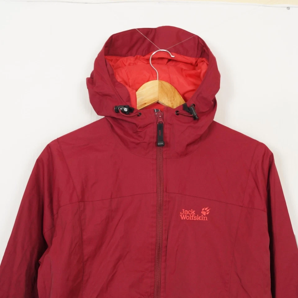 Chaqueta para mujer JACK WOLFSKIN STORMLOCK talla S roja poliamida con capucha cremallera completa Foto 3 de 4