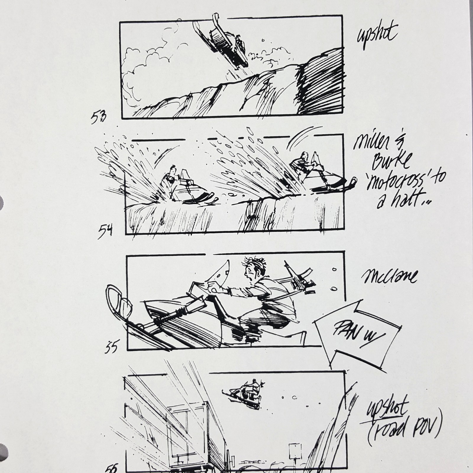 Image 6 of Die Hard 2 - Production Used Storyboard, Bruce Willis Snowmobile Chase, Prop 17