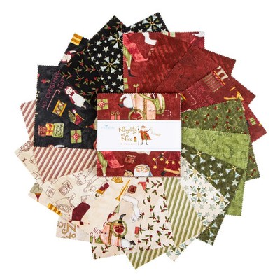 Naughty Or Nice ~ 5'' x 5'' Squares, Riley Blake $3.99 Ships ANY Amount Of Fabric