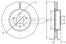 2x TOMEX brakes Bremsscheiben Vorne für OPEL INSIGNIA Caravan 321mm TX