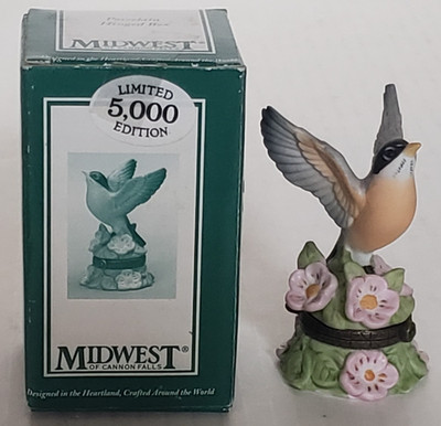 Midwest of Cannon Falls PHB Porcelain Hinged Trinket Box Bird American Robin NEW
