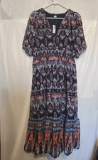 Old Navy Long Dress Short Sheer Puff Sleeve With Pockets Womens Size M