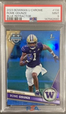 ROME ODUNZE RC 2023 1st Bowman U Chrome #138 Blue Refractor /199 PSA 9 Bears🏈