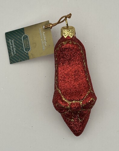 Ruby Red Slipper Blown Glass Glitter Ornament Ukraine COA 4.25”H - Picture 4 of 10