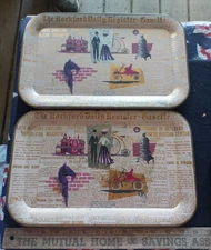 Vintage JL Clark Serving Trays 1954 Metal Tin Rockford IL 50th Anniversary MCM