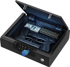 Pistol Gun Safe Box Biometric 3 Ways Unlock Safe, Fingerprint, Digital PIN & Key