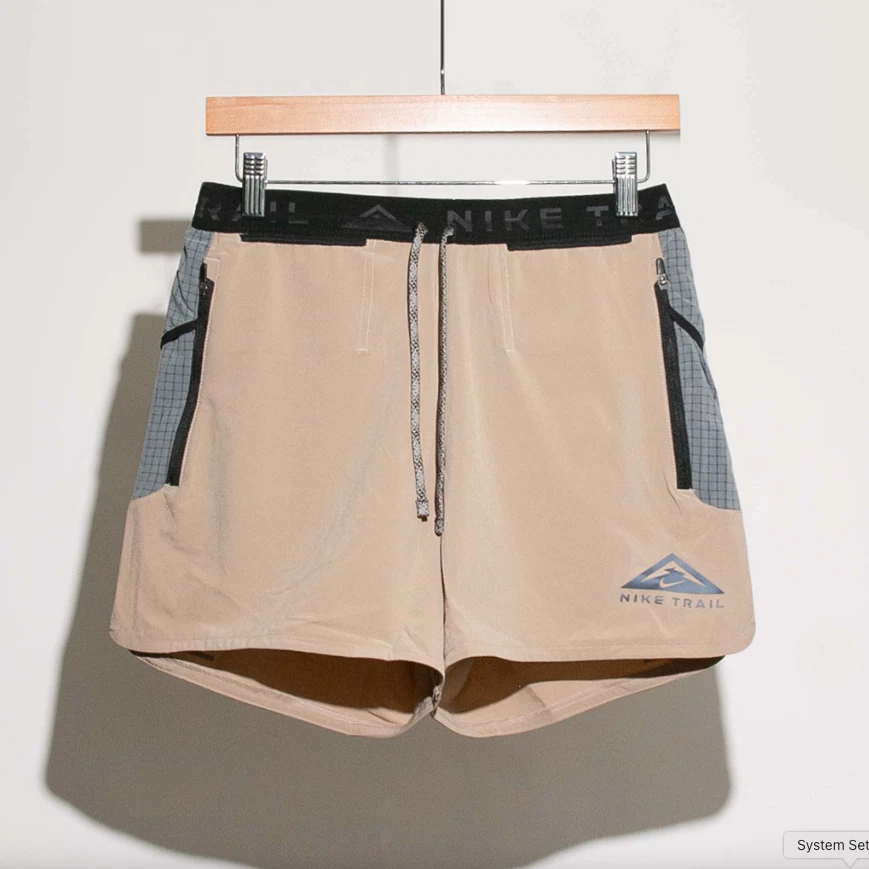 Nike Trail Second Sunrise Men Dri-FIT 5" Brief-Lined Running Short Khaki Gray S