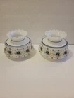 (2) VTG Quoizel Abigail Adams Blue Floral 6.5” Fitter Milk Glass Lamp Shade MCM