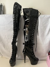 Black Patent Thigh High Boots Size 5 Brand New In Box