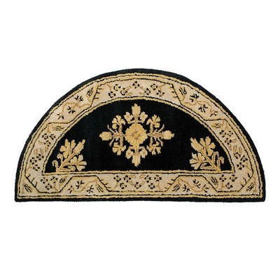 Noir Jardin Wool Hearth Rug, Half Round