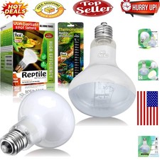 Reptile Heat Lamp 75W 2-Pack with Thermometer for Natural Daylight  Heating
