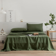 Linen Sheets Set King Size,100 French Stonewash Pure Linen Bed Sheets,4Pieces 