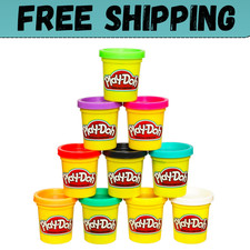 Play Doh Modeling Compound 10-Pack Case of Assorted Colors, Non-Toxic 2 Oz. Cans