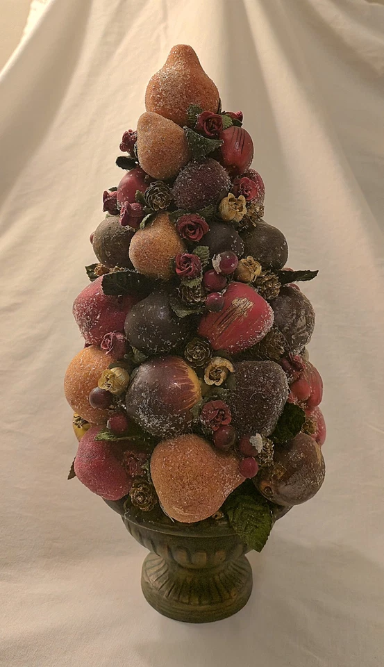 Винтажная Пара Больших Сахарных Фруктовых Топиариев Праздник Колониальное Возрождение - Изображение 2 из 4