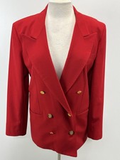 Vtg Red Double Breasted Blazer Jacket Women s Gold Buttons Nautical Yachting L