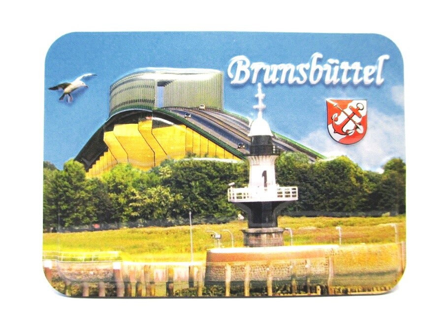Brunsbüttel relief 3D look uneven magnet Germany souvenir 9 cm