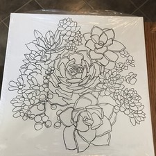 Canvas Painting Pre Drawn Canvas Flowers 16  x16  