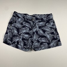 Sonoma Shorts Women s 4 Navy Blue Floral Leaf Linen Blend Measures 33x4.5