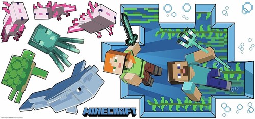 Minecraft Giant Peel and Stick Wall Decal, Blue, Pink, Green - Picture 3 of 5