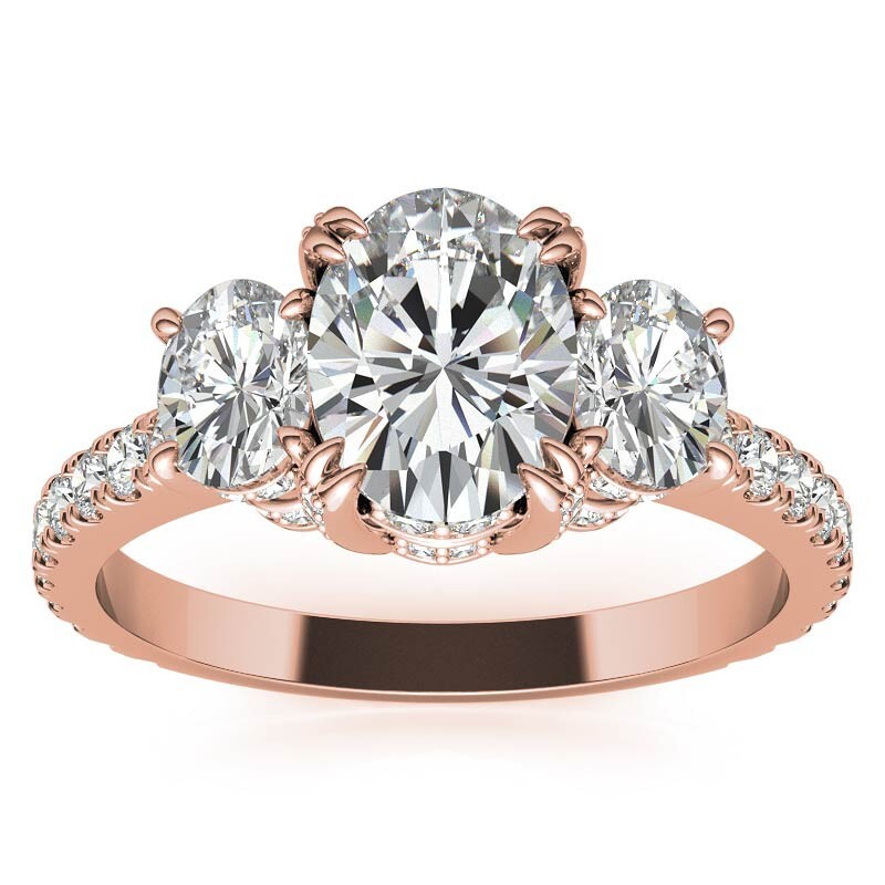 Engagement Ring  14k Rose Gold 2.66 Carat Moissanite Band Set Round Cut-image