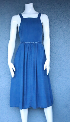 Wilfred Women's US2 Blue Moroccan Pinafore Dress Linen Cross Back Pckt Midi  $178 | eBay