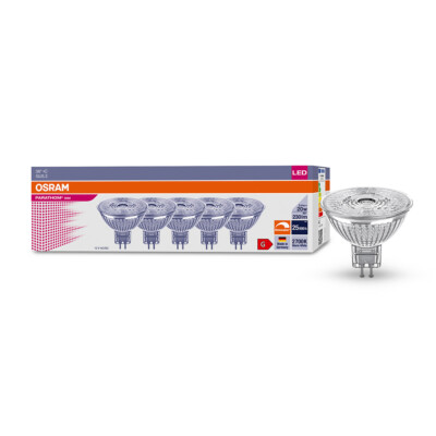 5 x Osram LED Glas Reflektor 3,4W = 20W GU5,3 12V warmweiß 2700K Ra>90 DIMMBAR