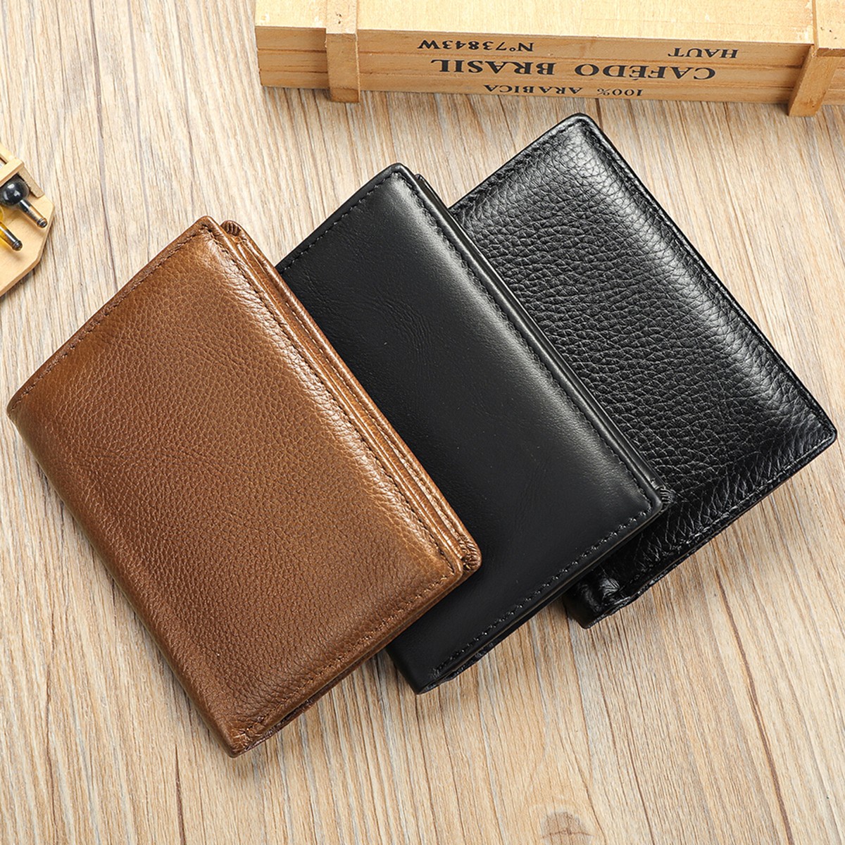 Mens RFID Leather Wallet Anti-Theft Multi-Card Holder Coin Pocket