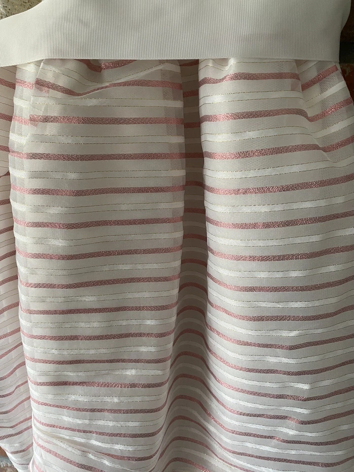 Lugar Niños Niñas Blanco Rosa Dorado Rayas Brillante Primavera Fiesta Talla L 10/12 Foto 4 de 4